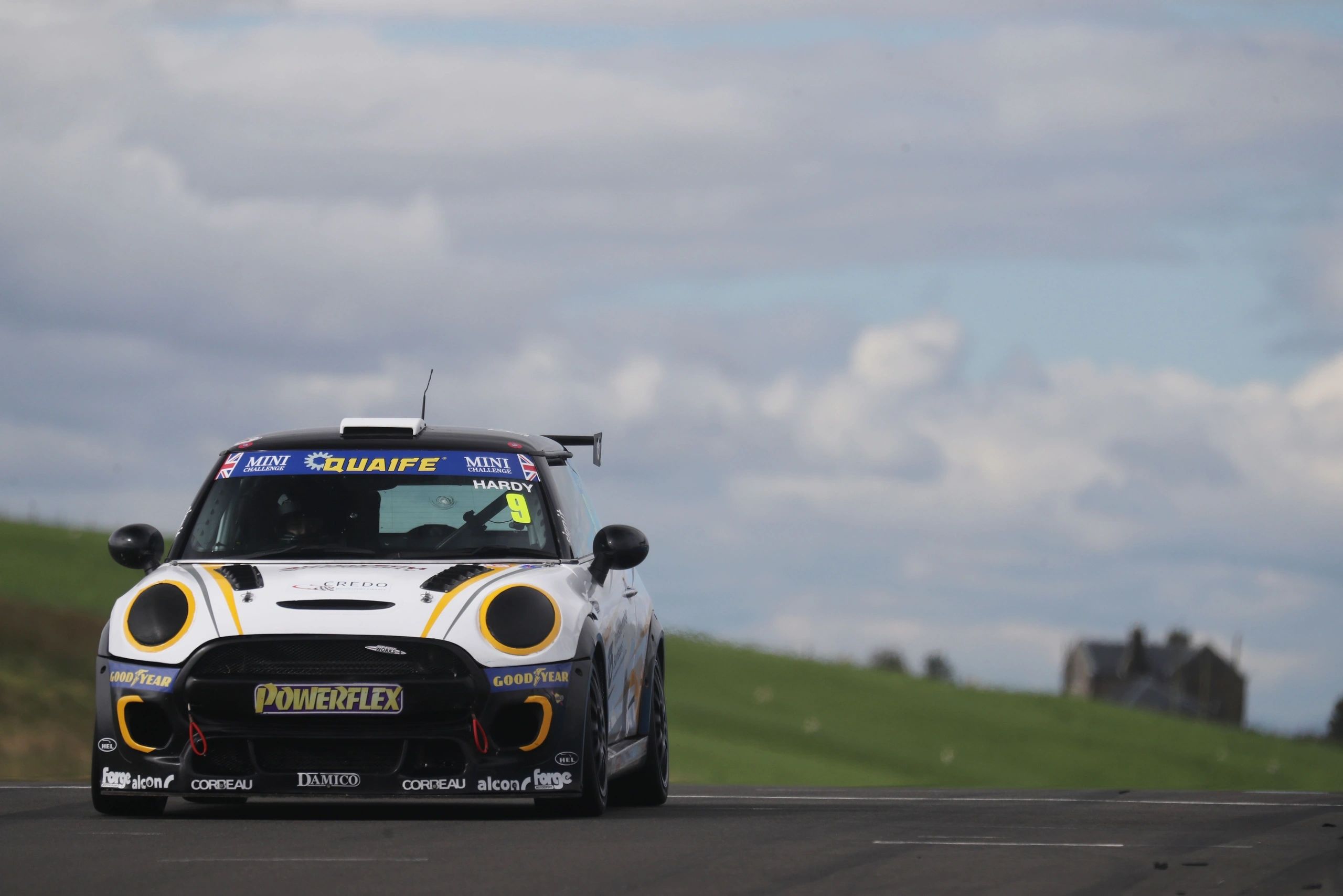Mini Challenge JCW race car on track